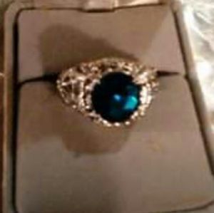 925 silver white topaz n sapphire ring size 8